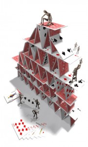 A house of cards, built by robots.